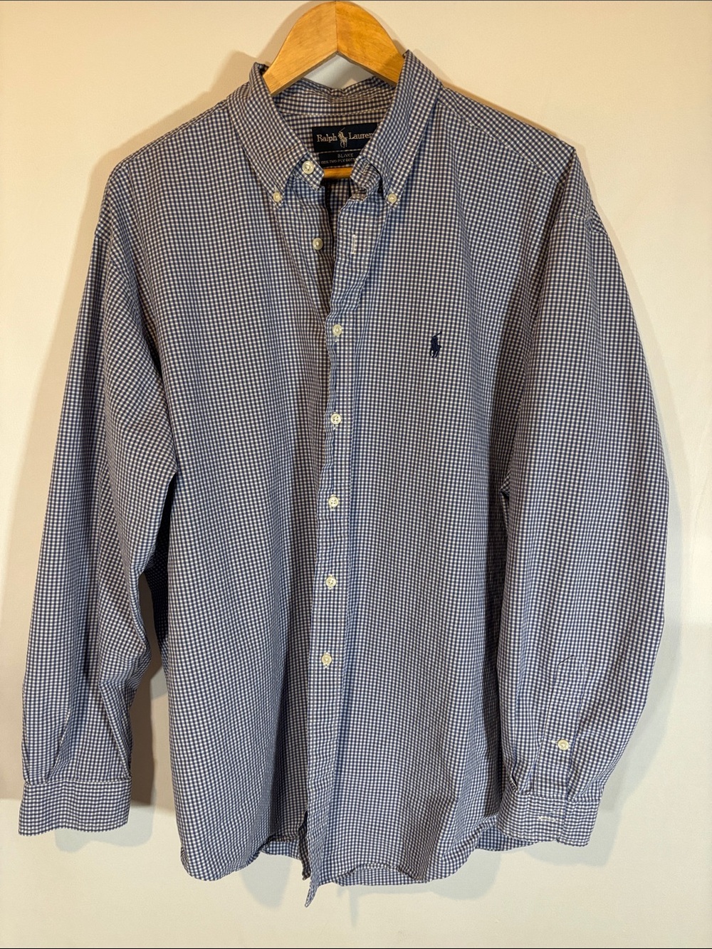 Ralph Lauren Navy and White Gingham Button-Down Shirt